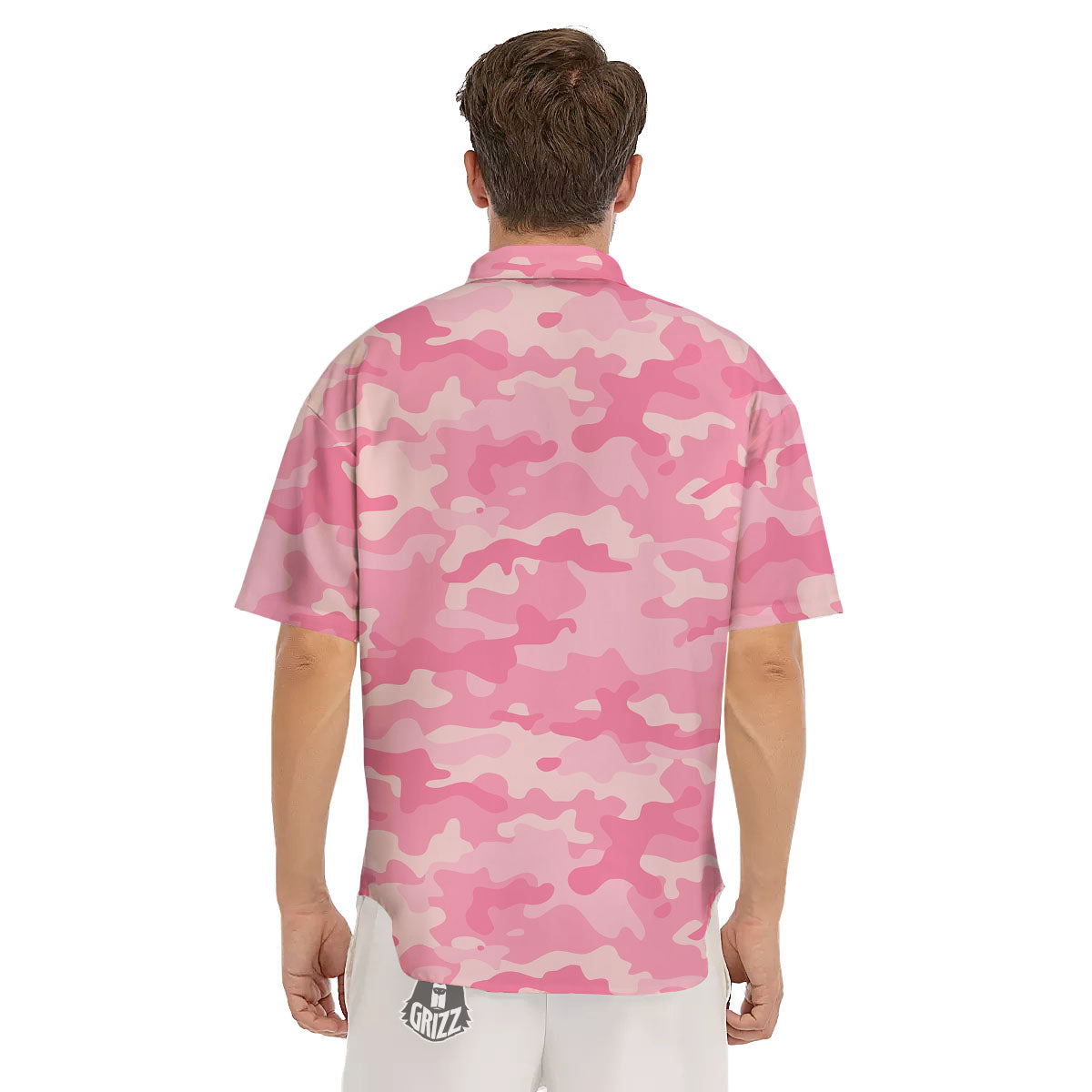 Digital Camo Pink Print Pattern Men's Short Sleeve Shirts-grizzshop