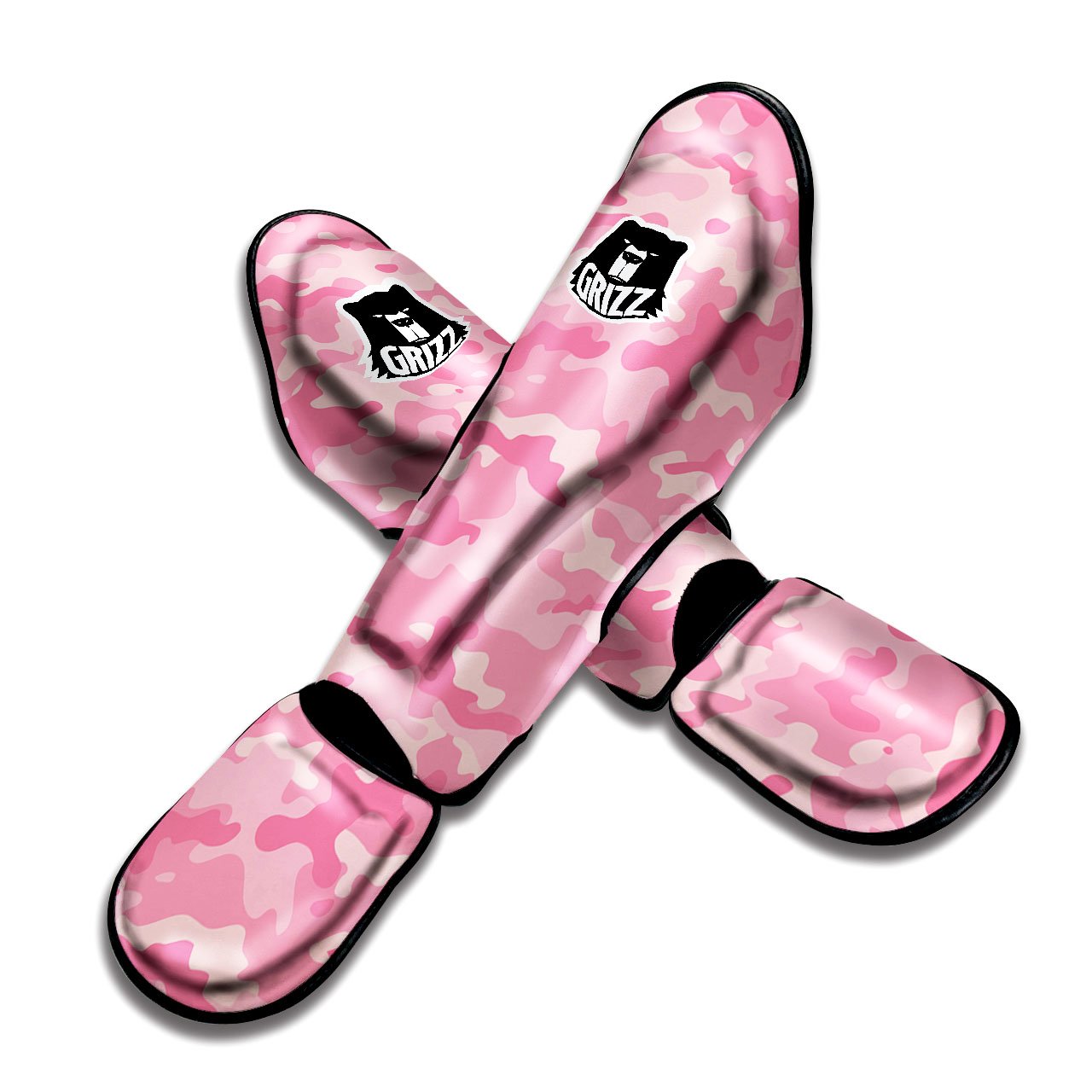 Digital Camo Pink Print Pattern Muay Thai Shin Guards-grizzshop