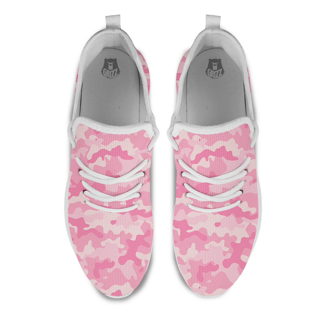 Digital Camo Pink Print Pattern White Athletic Shoes-grizzshop