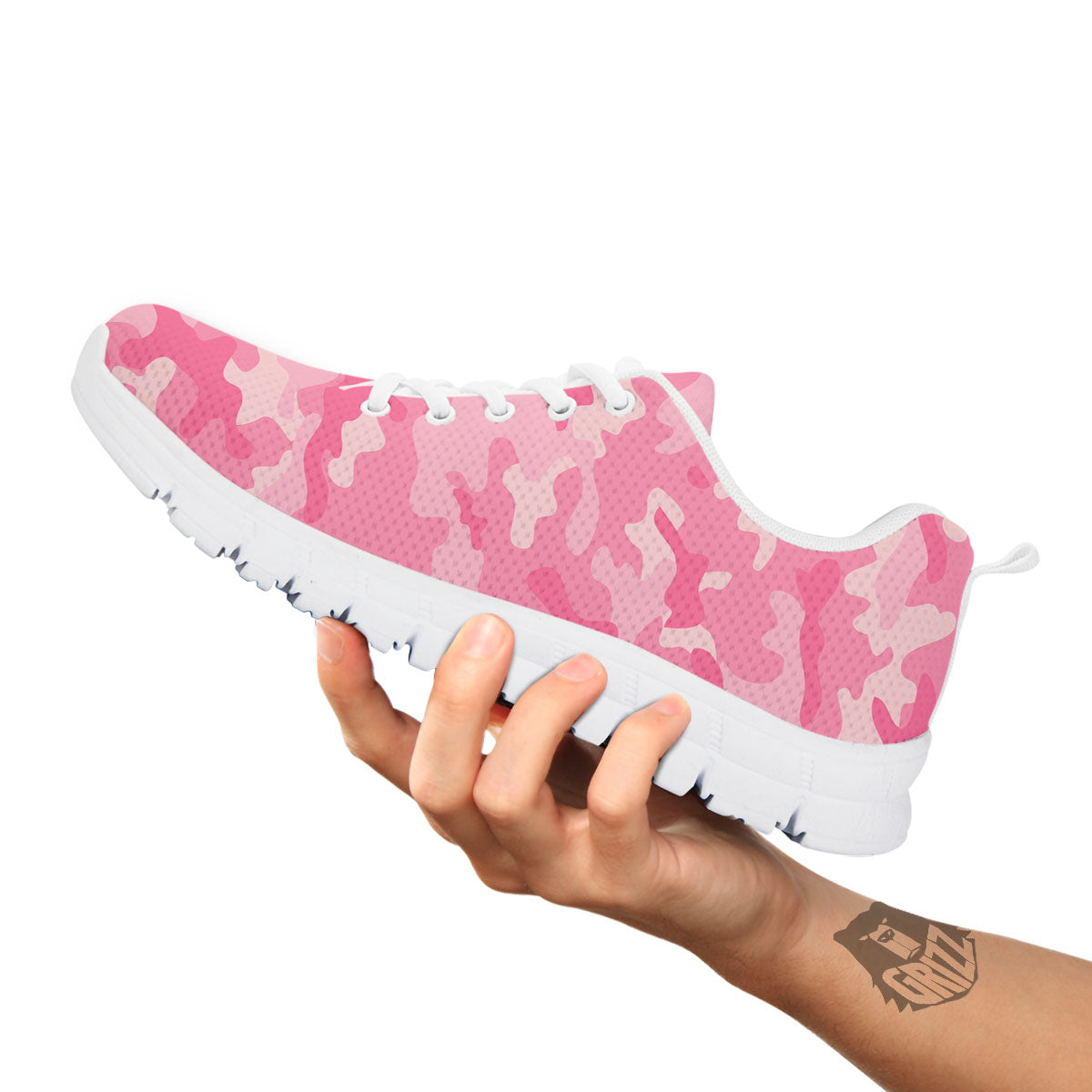 Digital Camo Pink Print Pattern White Sneaker-grizzshop