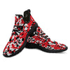 Digital Camo Red White And Black Print Pattern Black Athletic Shoes-grizzshop