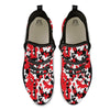 Digital Camo Red White And Black Print Pattern Black Athletic Shoes-grizzshop