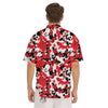 Digital Camo Red White And Black Print Pattern Men's Short Sleeve Shirts-grizzshop