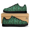 Digital Camo White And Green Print Black Low Top Sneakers-grizzshop