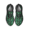 Digital Camo White And Green Print Black Running Shoes-grizzshop