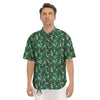 Digital Camo White And Green Print Men's Short Sleeve Shirts-grizzshop