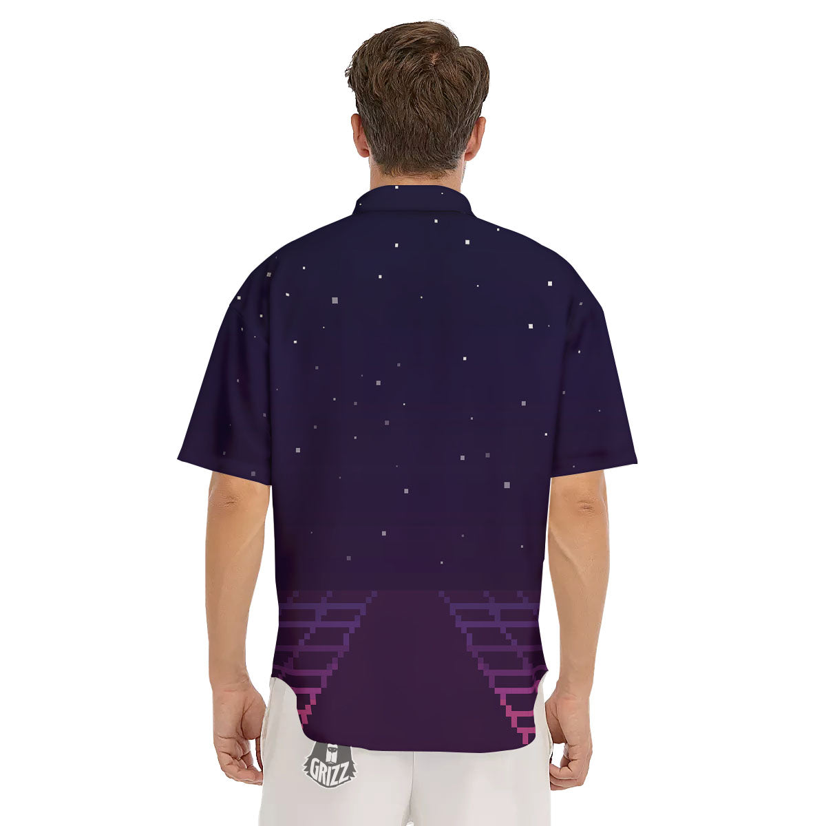 Digital Landscape 8-Bit Pixel Print Men's Short Sleeve Shirts-grizzshop