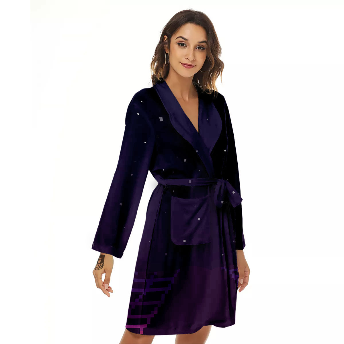 Digital Landscape 8-Bit Pixel Print Women's Robe-grizzshop
