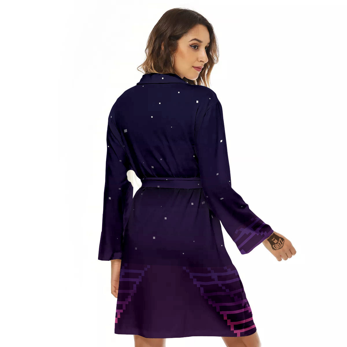 Digital Landscape 8-Bit Pixel Print Women's Robe-grizzshop