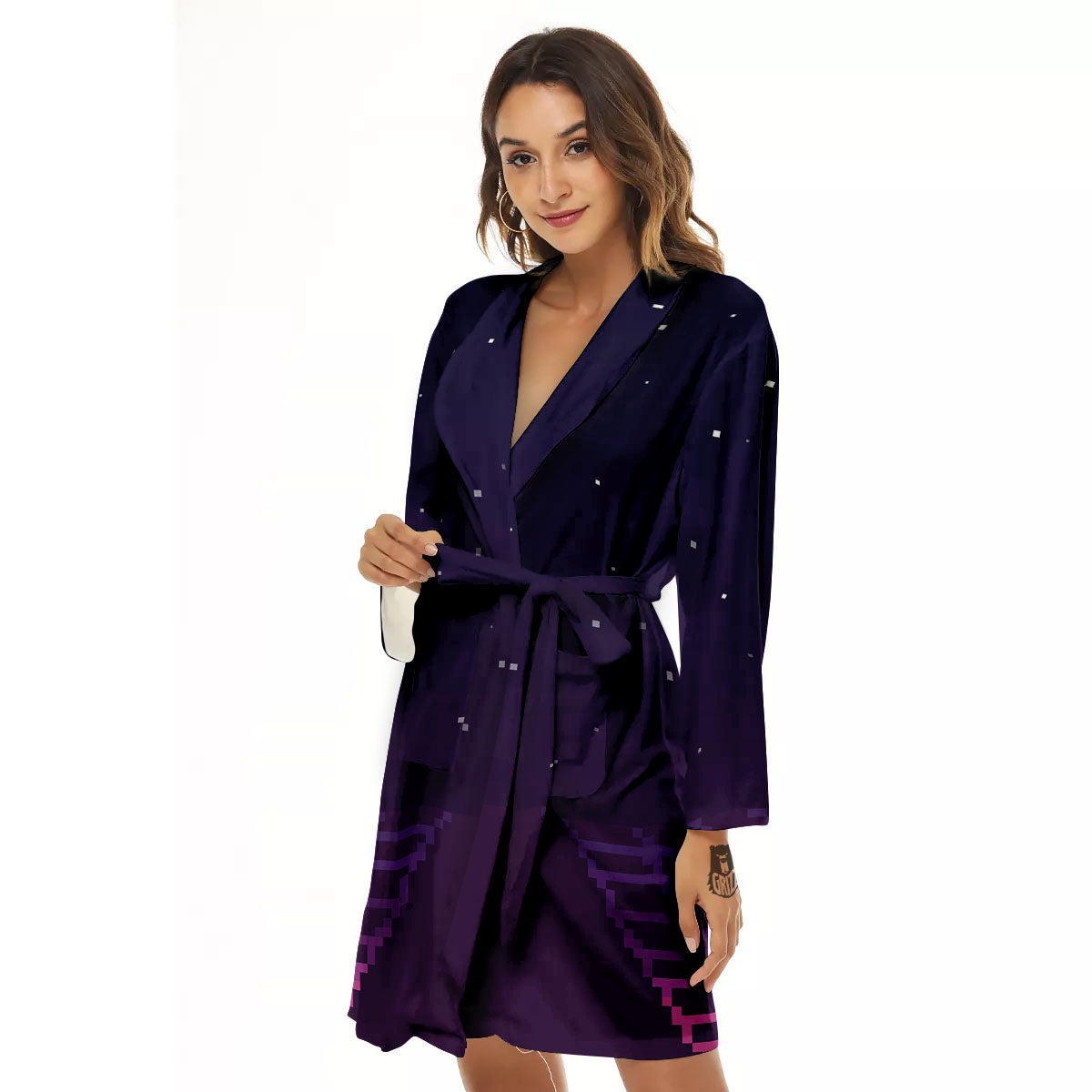 Digital Landscape 8-Bit Pixel Print Women's Robe-grizzshop