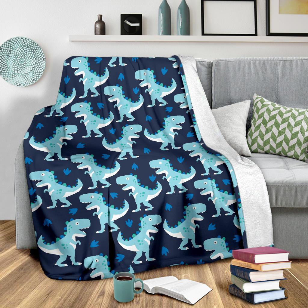 Dino Cartoon Dinosaur Pattern Print Blanket-grizzshop