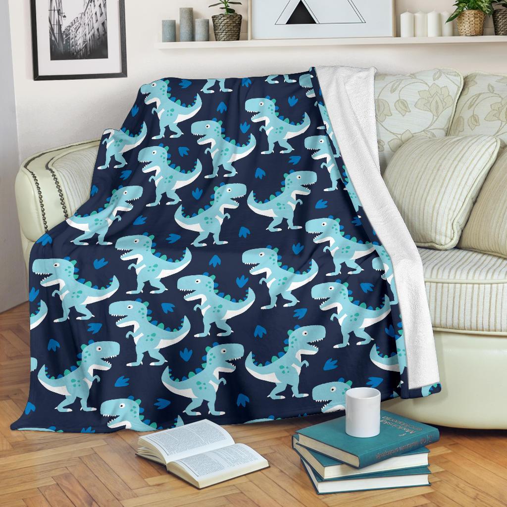 Dino Cartoon Dinosaur Pattern Print Blanket-grizzshop