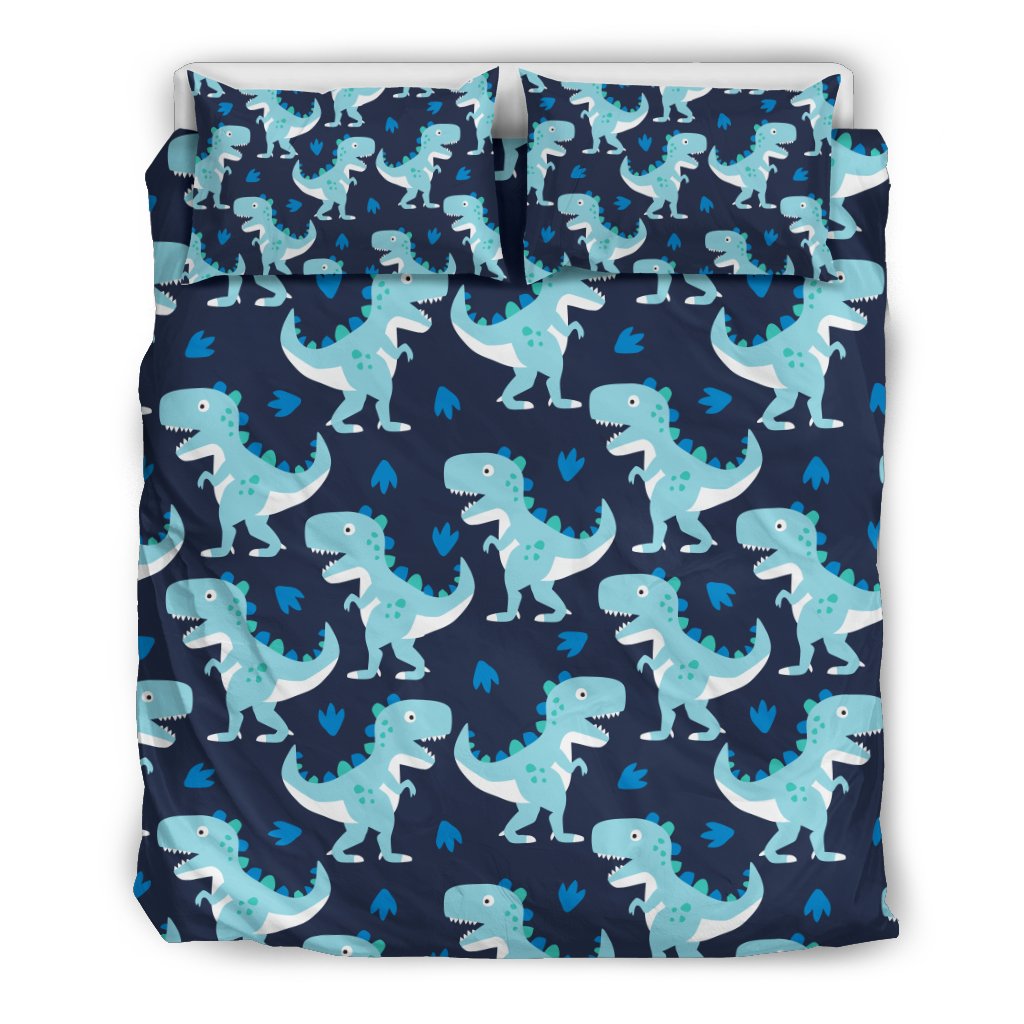 Dino Cartoon Dinosaur Pattern Print Duvet Cover Bedding Set-grizzshop