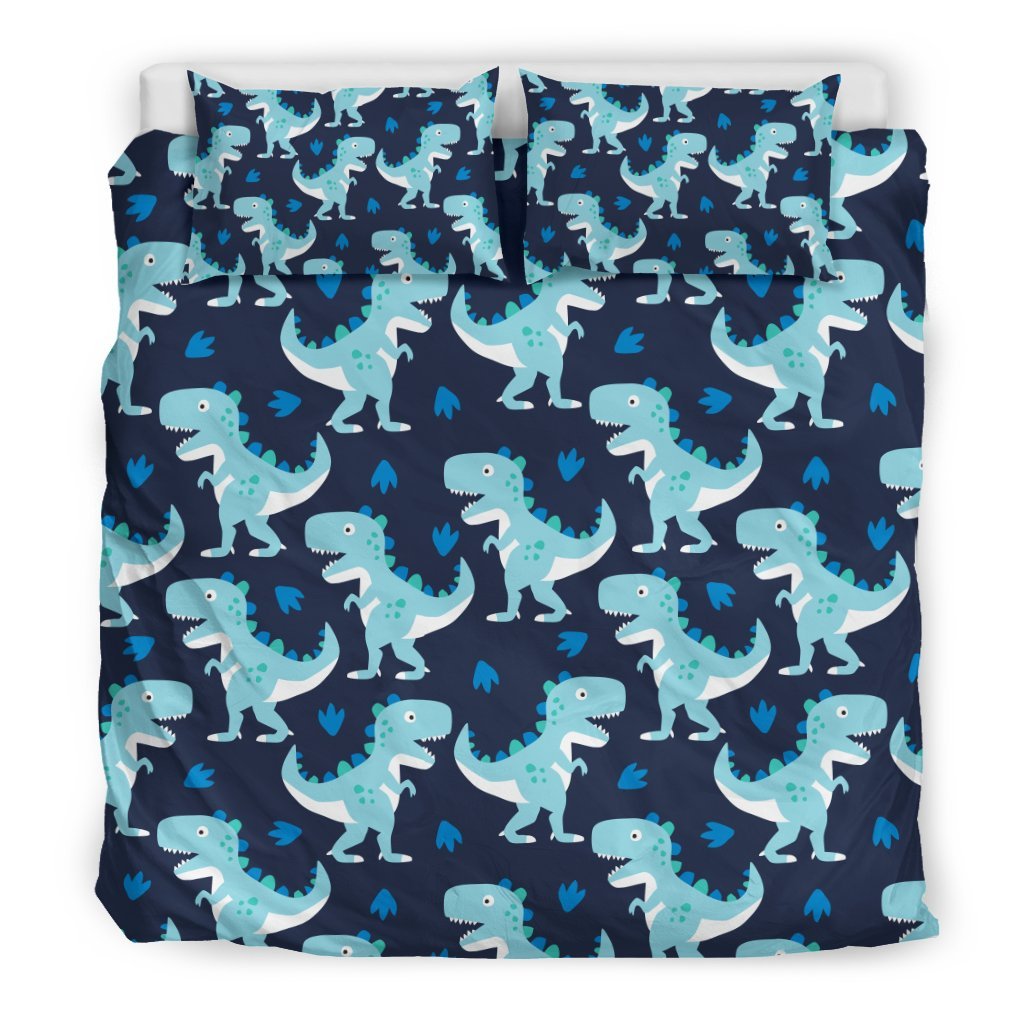 Dino Cartoon Dinosaur Pattern Print Duvet Cover Bedding Set-grizzshop