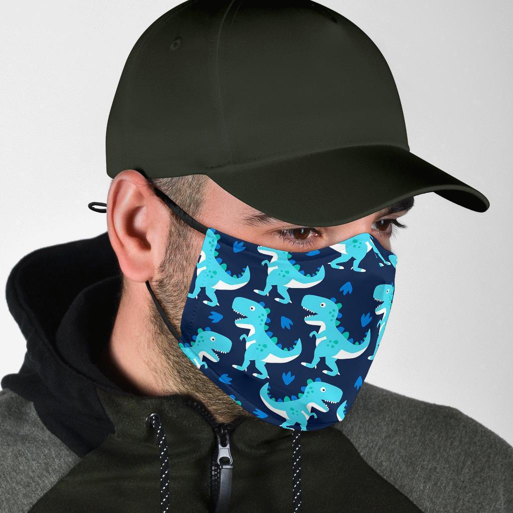 Dino Cartoon Dinosaur Pattern Print Face Mask-grizzshop