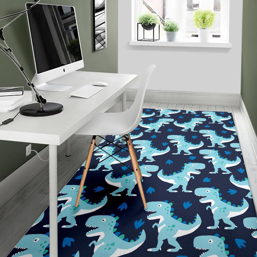 Dino Cartoon Dinosaur Pattern Print Floor Mat-grizzshop