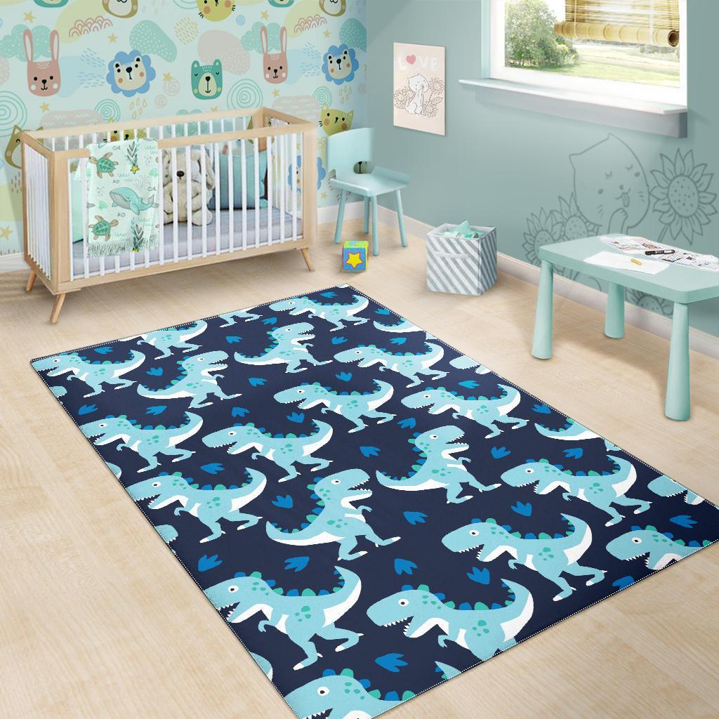 Dino Cartoon Dinosaur Pattern Print Floor Mat-grizzshop