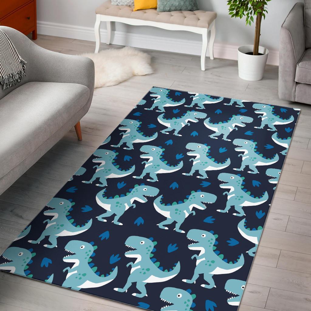 Dino Cartoon Dinosaur Pattern Print Floor Mat-grizzshop