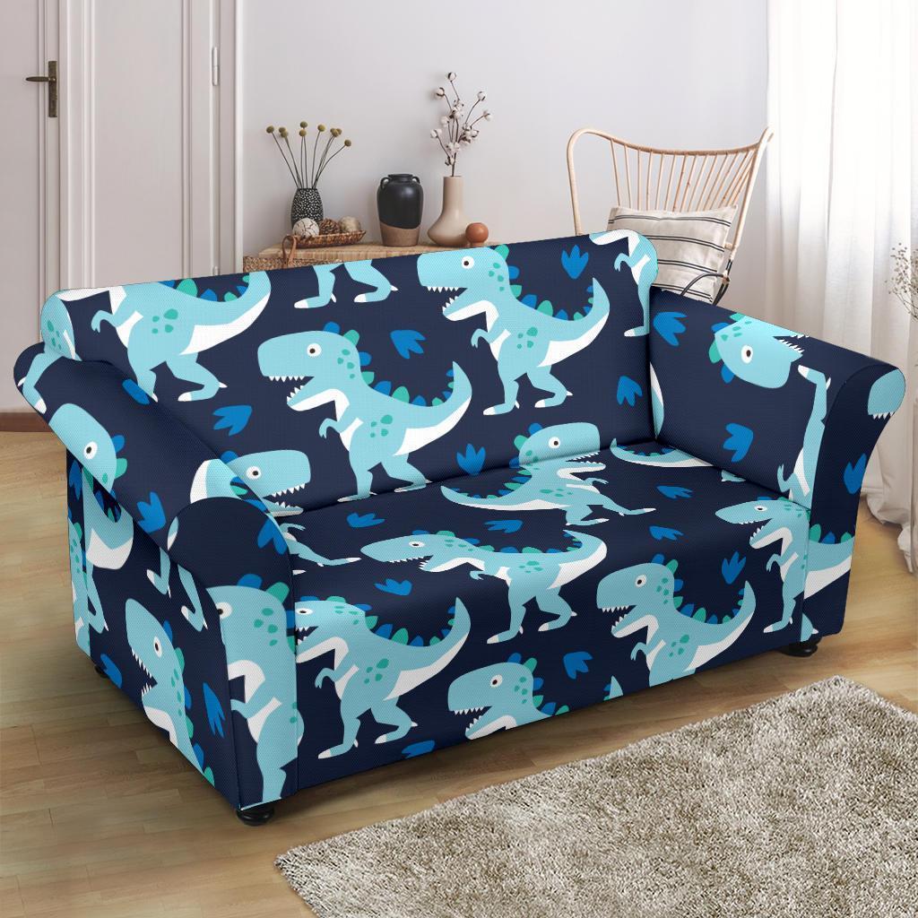 Dino Cartoon Dinosaur Pattern Print Loveseat Cover-grizzshop