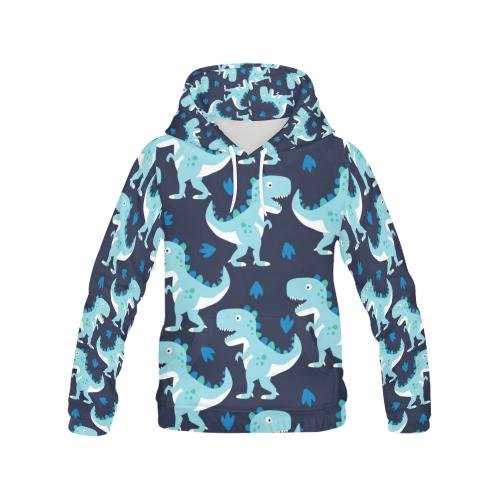 Dino Cartoon Dinosaur Pattern Print Men Pullover Hoodie-grizzshop