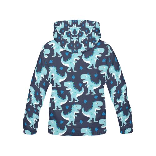 Dino Cartoon Dinosaur Pattern Print Men Pullover Hoodie-grizzshop