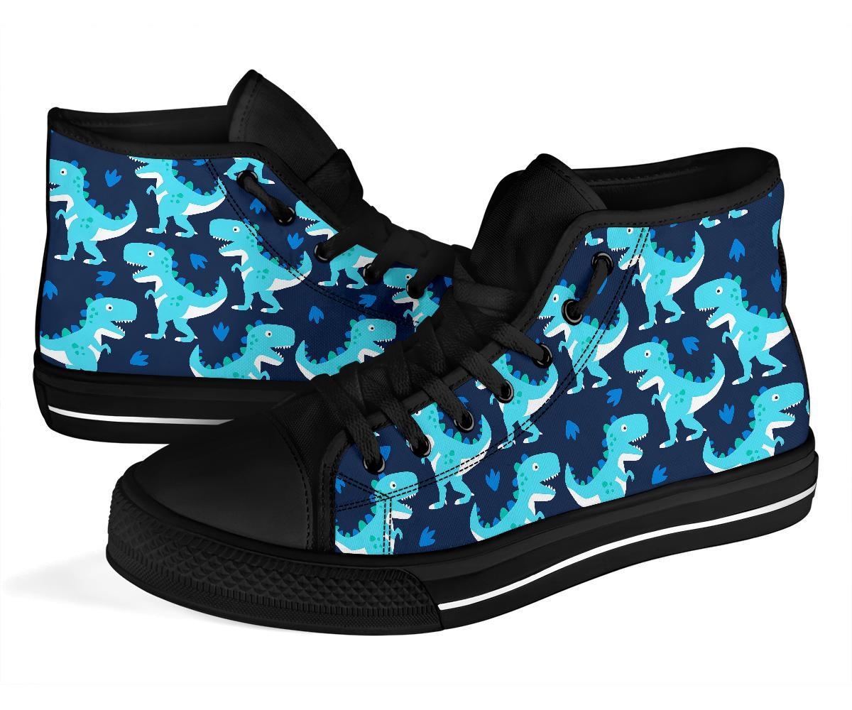 Dino Cartoon Dinosaur Pattern Print Men Women's High Top Shoes-grizzshop