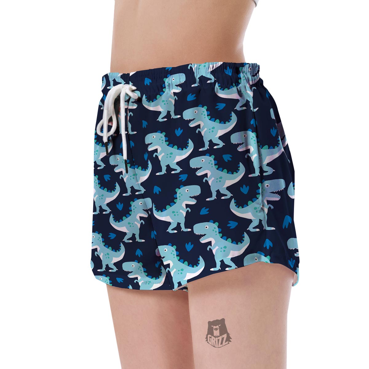 Dino Cartoon Dinosaur Pattern Print Women's Shorts-grizzshop