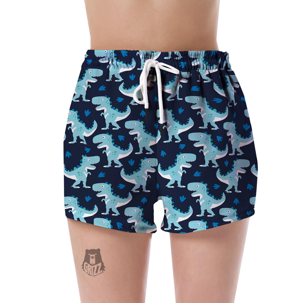 Dino Cartoon Dinosaur Pattern Print Women's Shorts-grizzshop