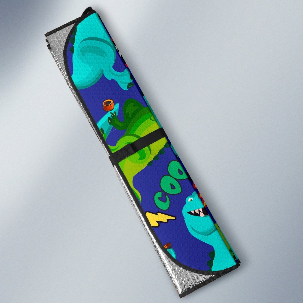 Dino Dinosaur Cartoon Pattern Print Car Sun Shade-grizzshop