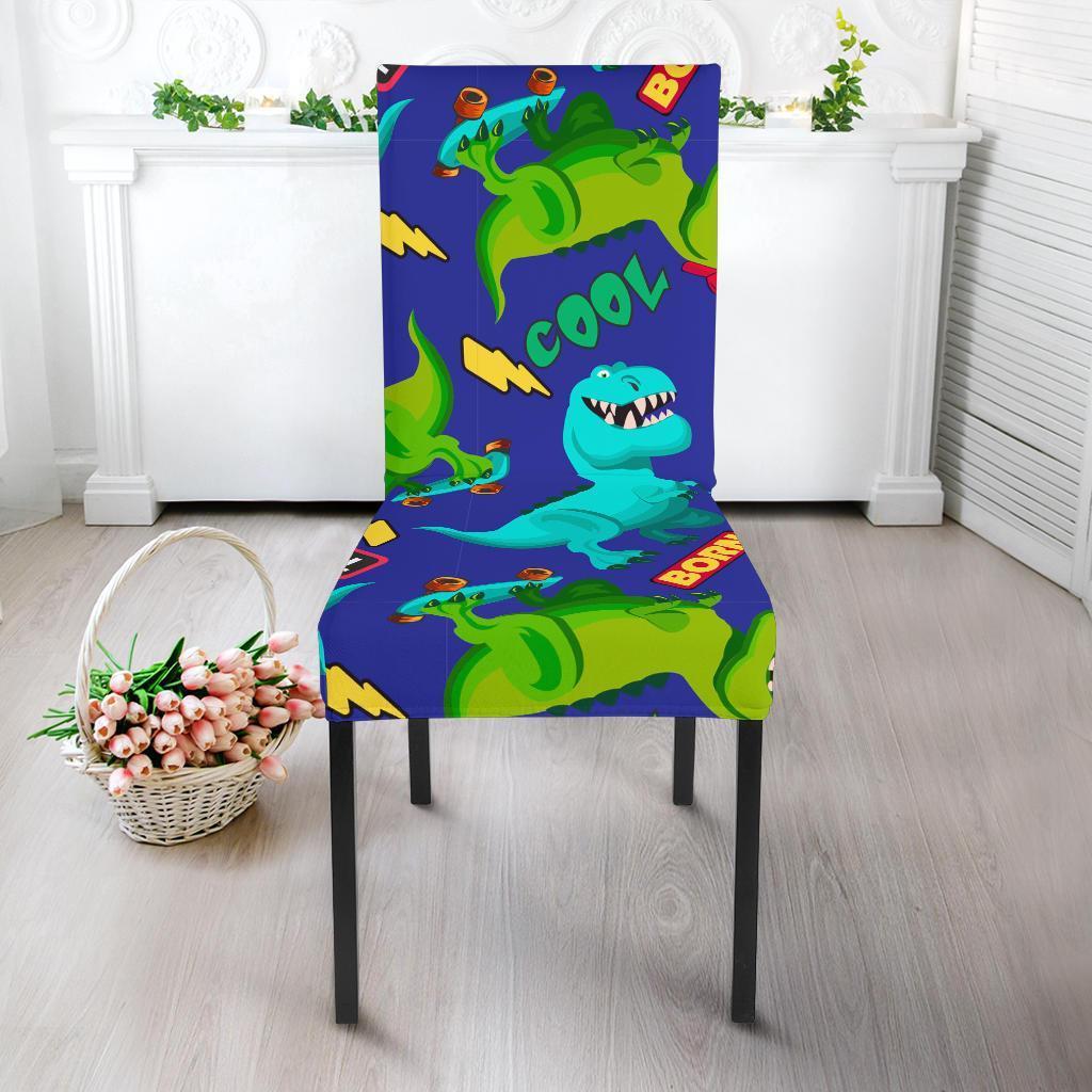 Dino Dinosaur Cartoon Pattern Print Chair Cover-grizzshop