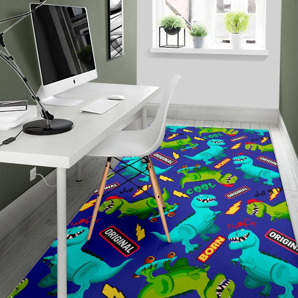 Dino Dinosaur Cartoon Pattern Print Floor Mat-grizzshop