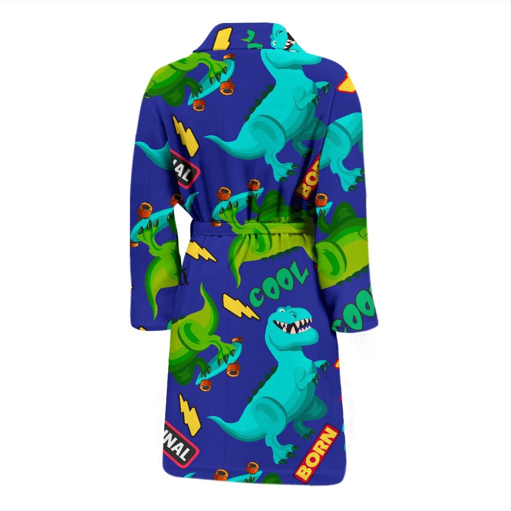 Dino Dinosaur Cartoon Pattern Print Men Long Robe-grizzshop