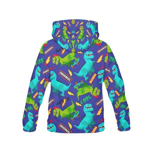 Dino Dinosaur Cartoon Pattern Print Men Pullover Hoodie-grizzshop