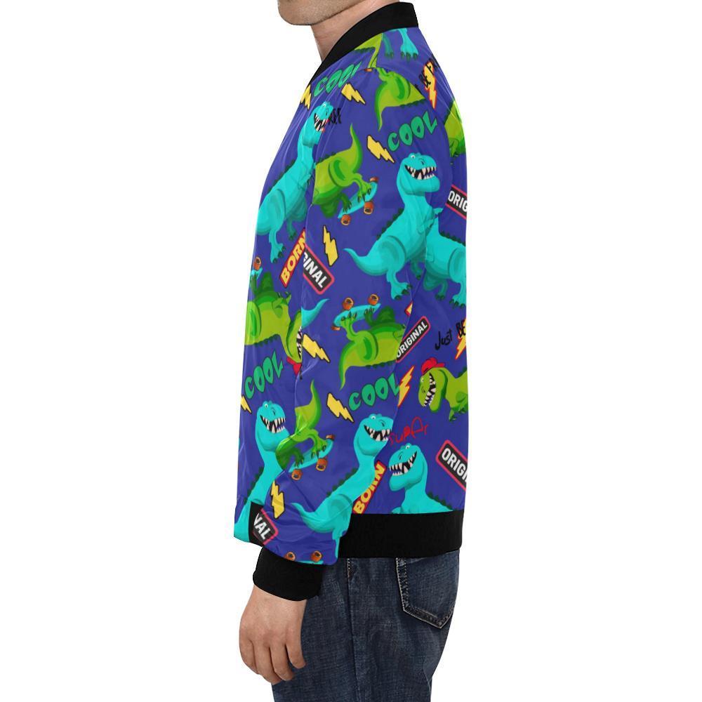 Dino Dinosaur Cartoon Pattern Print Men's Bomber Jacket-grizzshop