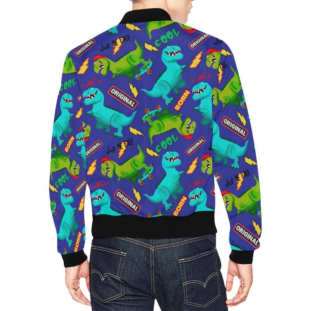 Dino Dinosaur Cartoon Pattern Print Men's Bomber Jacket-grizzshop