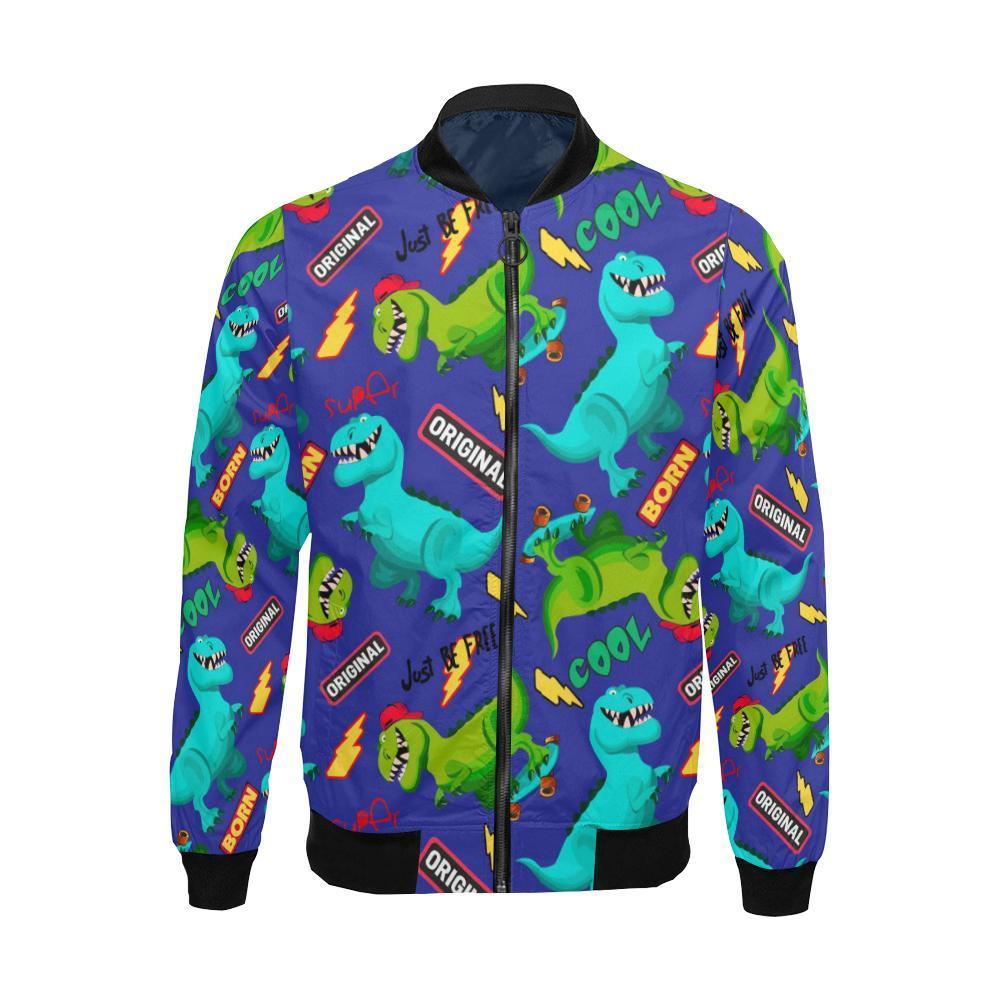 Dino Dinosaur Cartoon Pattern Print Men's Bomber Jacket-grizzshop