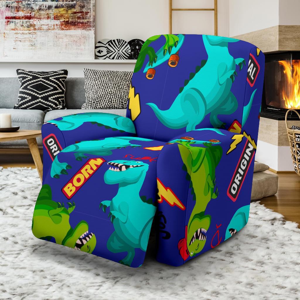 Dino Dinosaur Cartoon Pattern Print Recliner Cover-grizzshop