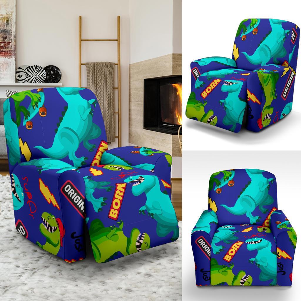 Dino Dinosaur Cartoon Pattern Print Recliner Cover-grizzshop