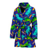 Dino Dinosaur Cartoon Pattern Print Women Long Robe-grizzshop