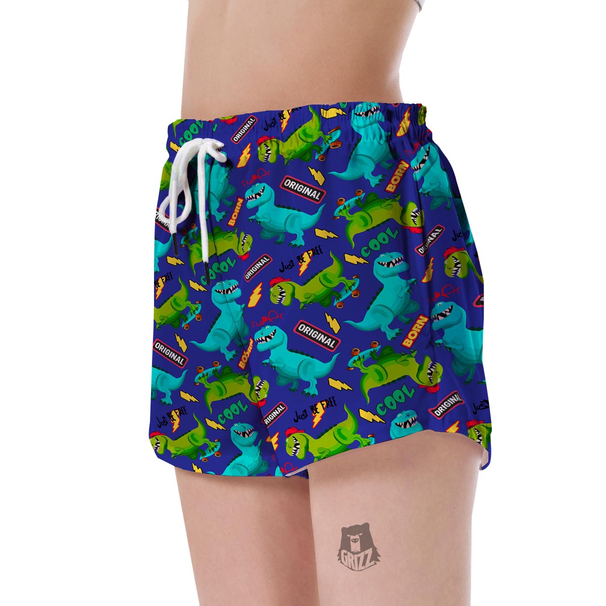 Dino Dinosaur Cartoon Pattern Print Women's Shorts-grizzshop