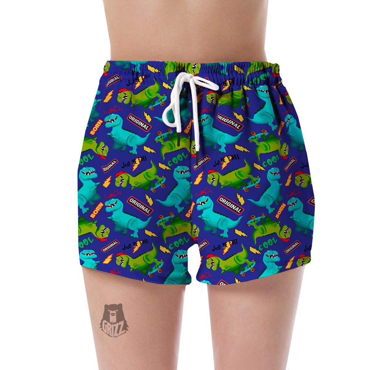 Dino Dinosaur Cartoon Pattern Print Women's Shorts-grizzshop