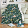 Dino Dinosaur Flower Leaf Pattern Print Blanket-grizzshop