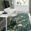 Dino Dinosaur Flower Leaf Pattern Print Floor Mat-grizzshop