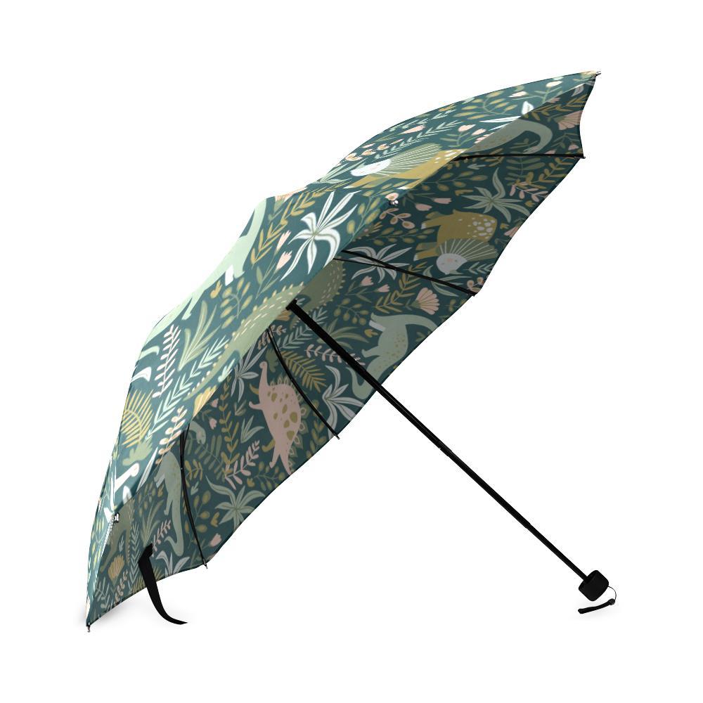 Dino Dinosaur Flower Leaf Pattern Print Foldable Umbrella-grizzshop