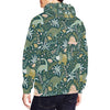 Dino Dinosaur Flower Leaf Pattern Print Men Pullover Hoodie-grizzshop