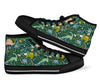 Dino Dinosaur Flower Leaf Pattern Print Men Women's High Top Shoes-grizzshop