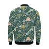 Dino Dinosaur Flower Leaf Pattern Print Men's Bomber Jacket-grizzshop