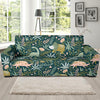 Dino Dinosaur Flower Leaf Pattern Print Sofa Covers-grizzshop