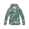 Dino Dinosaur Flower Leaf Pattern Print Women Pullover Hoodie-grizzshop