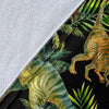 Dino Dinosaur Palm Leaf Pattern Print Blanket-grizzshop